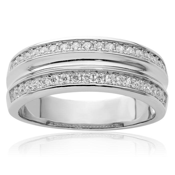 925 Sterling Silver Cubic Zirconia CZ Wedding Band Ring