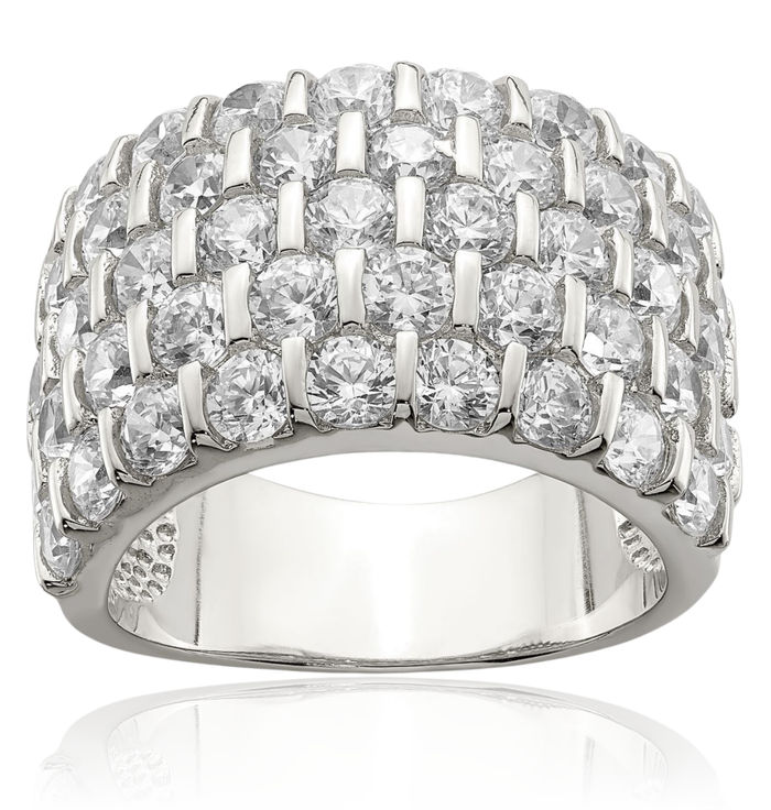 925 Sterling Silver Cubic Zirconia CZ Wide Wedding Band Ring