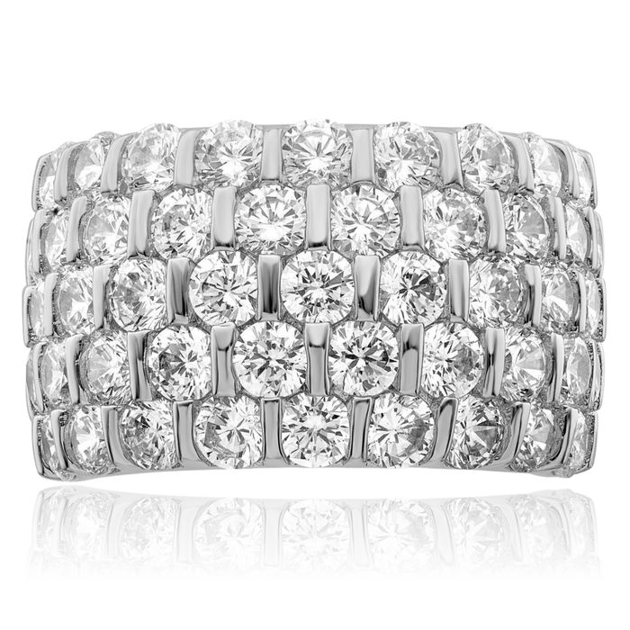 925 Sterling Silver Cubic Zirconia CZ Wide Wedding Band Ring