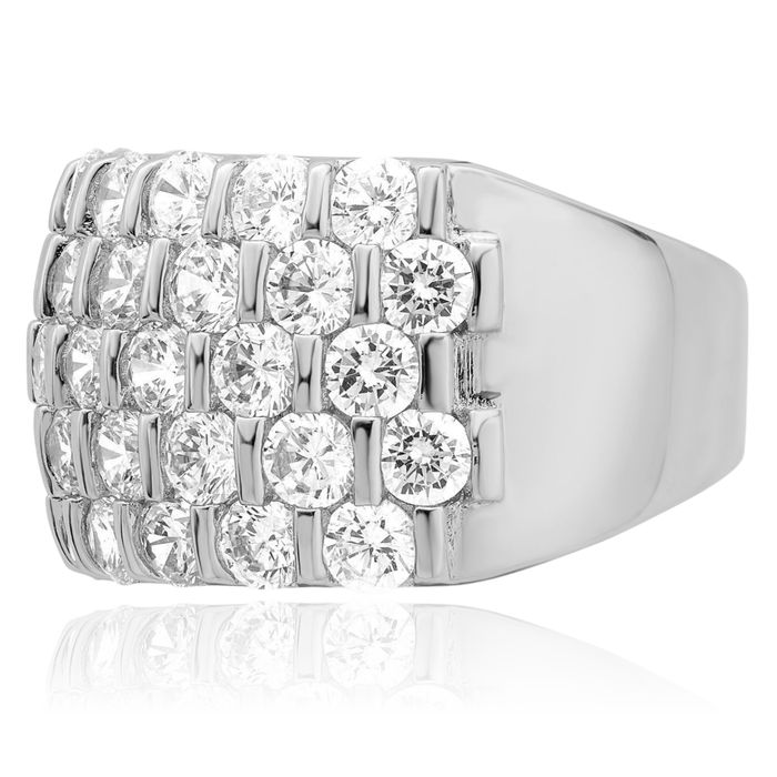 925 Sterling Silver Cubic Zirconia CZ Wide Wedding Band Ring