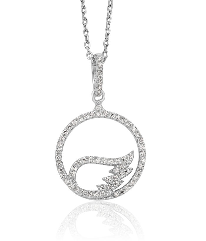 925 Sterling Silver Cubic Zirconia CZ Wing Necklace