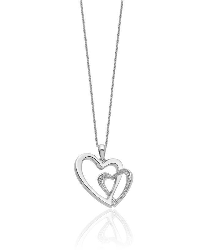 925 Sterling Silver Cubic Zirconia CZ You Me Heart Necklace Love Pendant Friendship Charm Chain