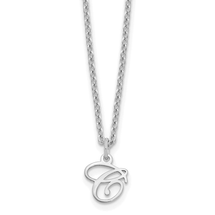 925 Sterling Silver Dainty Letter C Initial Name Monogram Necklace