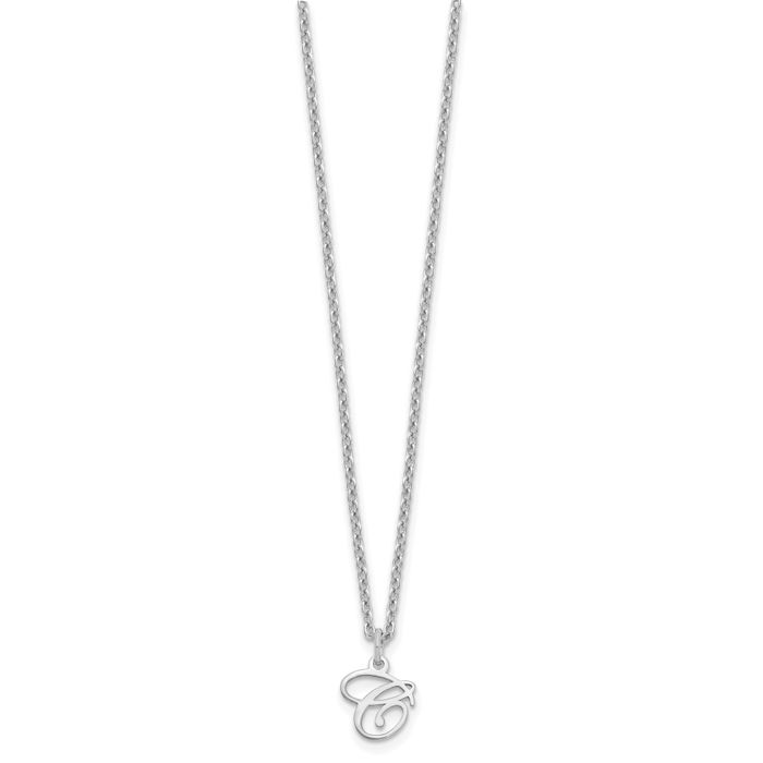 925 Sterling Silver Dainty Letter C Initial Name Monogram Necklace