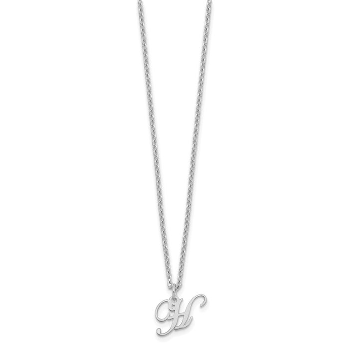 925 Sterling Silver Dainty Letter H Initial Name Monogram Necklace