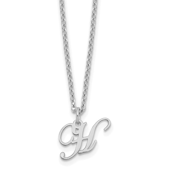 925 Sterling Silver Dainty Letter H Initial Name Monogram Necklace