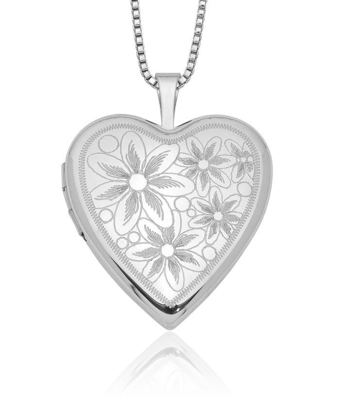 925 Sterling Silver Daisy Flower Heart Personalized Photo Locket Chain Necklace