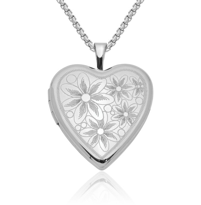 925 Sterling Silver Daisy Flower Heart Personalized Photo Locket Necklace Picture Pendant Charm