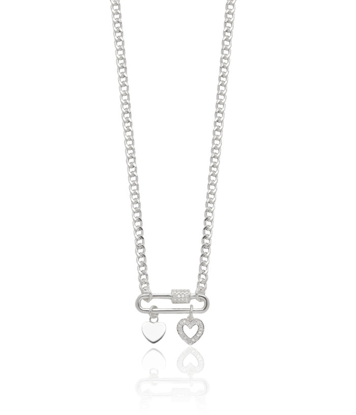 925 Sterling Silver Dangling Cubic Zirconia CZ Heart Necklace Love Pendant Friendship Charm Chain