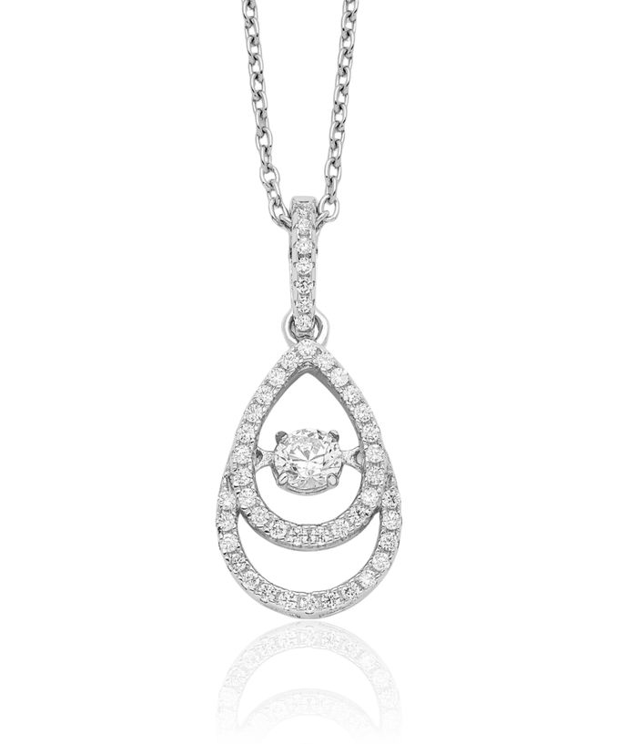 925 Sterling Silver Dangling Cubic Zirconia CZ Necklace