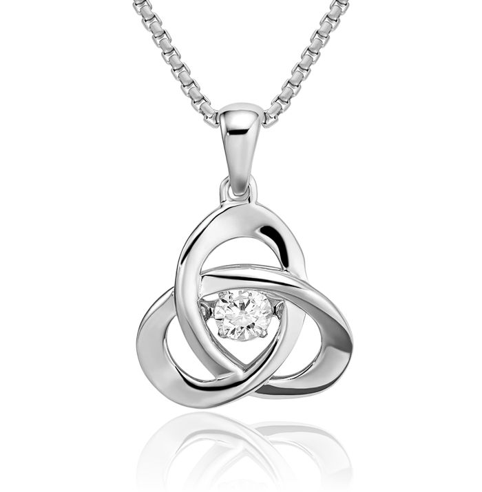 925 Sterling Silver Dangling Cubic Zirconia CZ Stone Heart Irish Claddagh Celtic Trinity Love Knot Necklace Pendant Triquetra Charm Jewelry