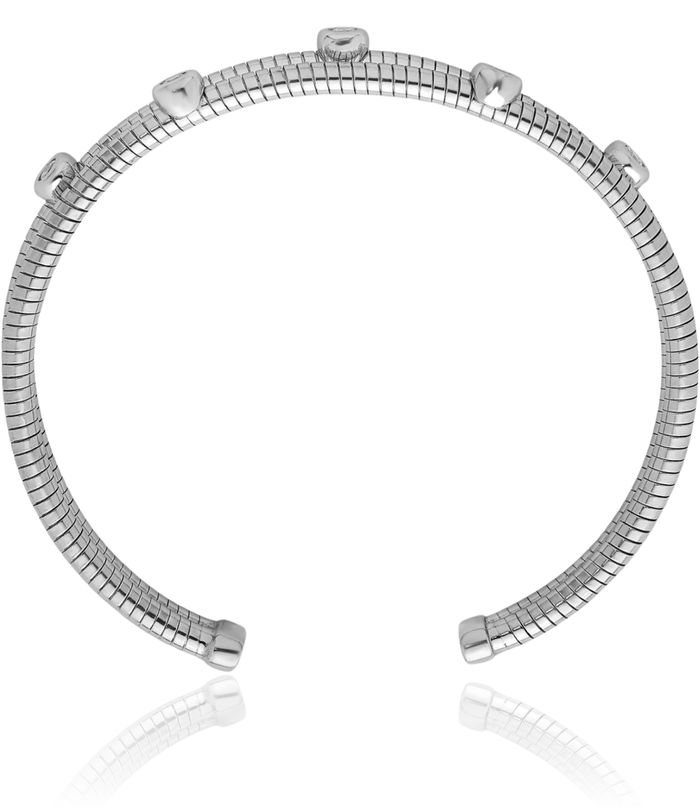 925 Sterling Silver Dangling Cubic Zirconia CZ Wrap Bangle Bracelet