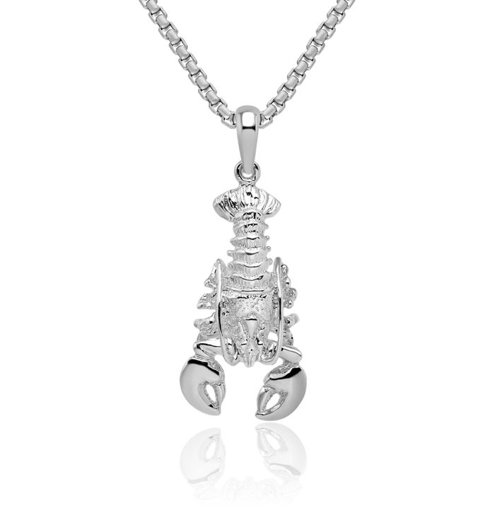 925 Sterling Silver Dangling Lobster Necklace Chain Pendant Charm