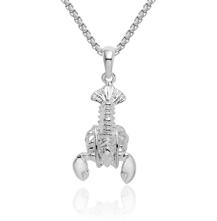 925 Sterling Silver Dangling Lobster Necklace Chain Pendant Charm