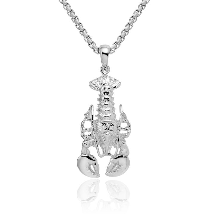 925 Sterling Silver Dangling Lobster Necklace Chain Pendant Charm