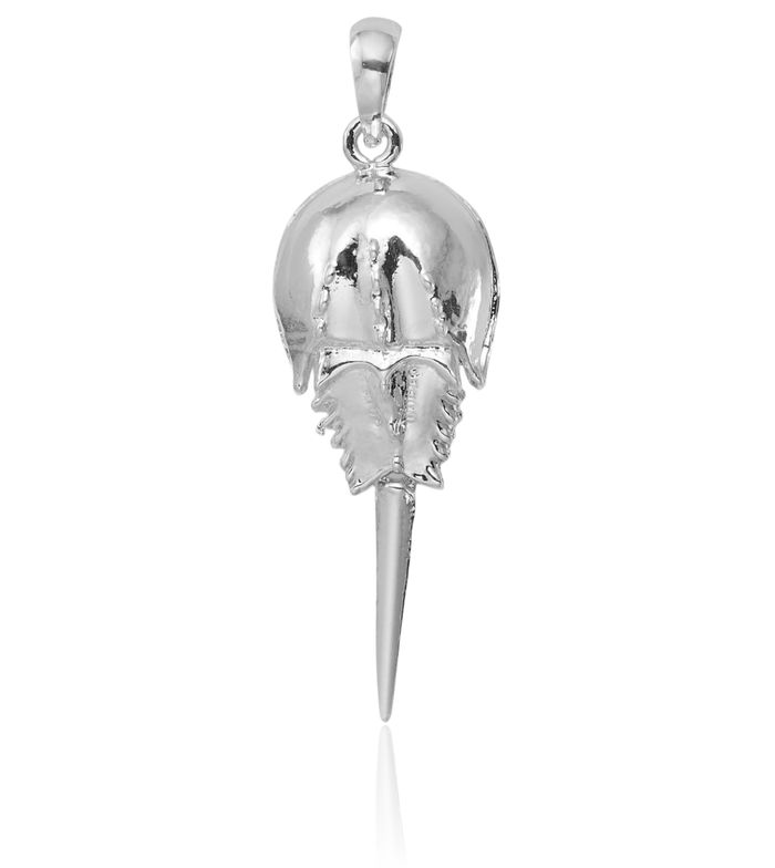 925 Sterling Silver Dangling Tail Lucky Horseshoe Crab Claw Necklace Animal Lover Pendant Equestrian Charm