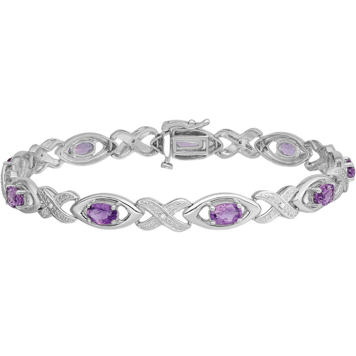 Amethyst tennis bracelet ,925 fine silver, women wedding jewellery hot ,birthstone ,gemstone