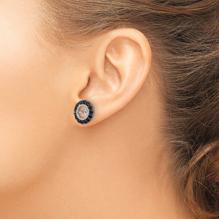 925 Sterling Silver Diamond Black Sapphire Earring Jackets for Studs