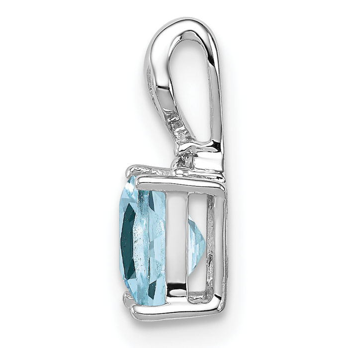 925 Sterling Silver Diamond Blue Aquamarine Square Necklace Charm Gemstone Pendant