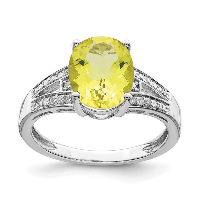 925 Sterling Silver Diamond Lemon Quartz Ring - Picture 9 of 32