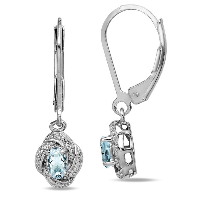 Sterling store Silver with Aquamarine hanging earrings