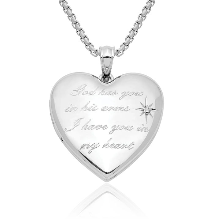 925 Sterling Silver Diamond Ash Holder Heart Personalized Photo Locket Cremation Necklace Memorial Charm Urn Pendant