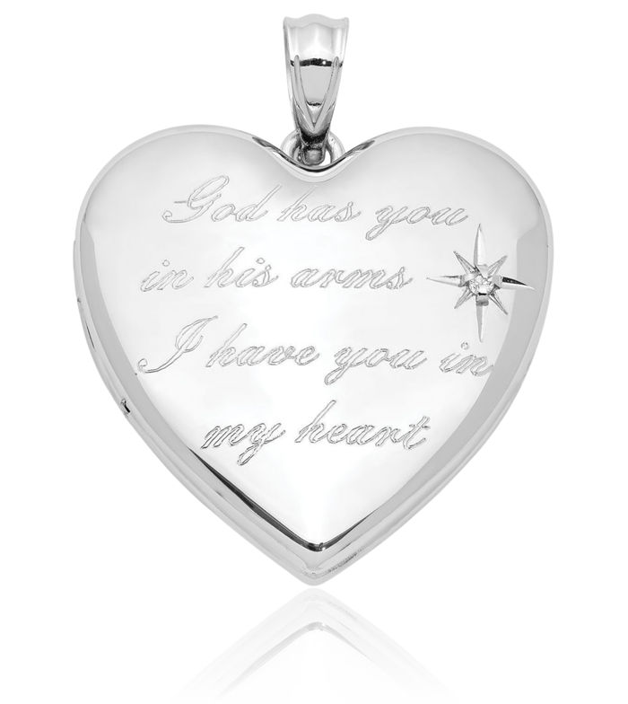 925 Sterling Silver Diamond Ash Holder Heart Personalized Photo Locket Cremation Necklace Memorial Charm Urn Pendant