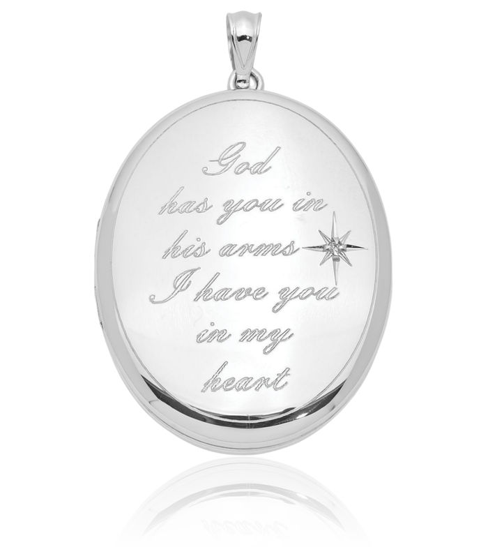 925 Sterling Silver Diamond Ash Holder Oval Personalized Photo Locket Cremation Necklace Memorial Charm Urn Pendant