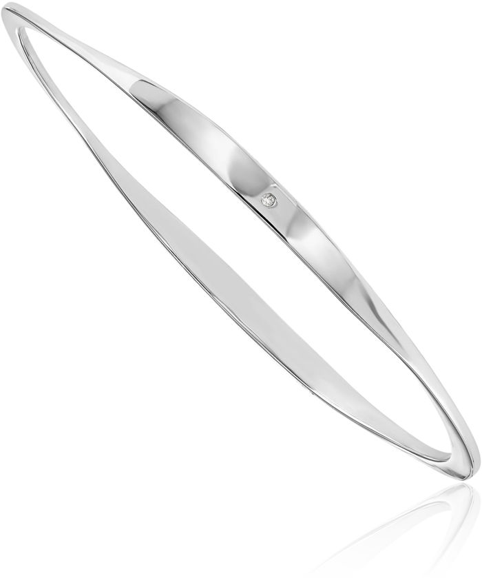 925 Sterling Silver Diamond Bangle Bracelet