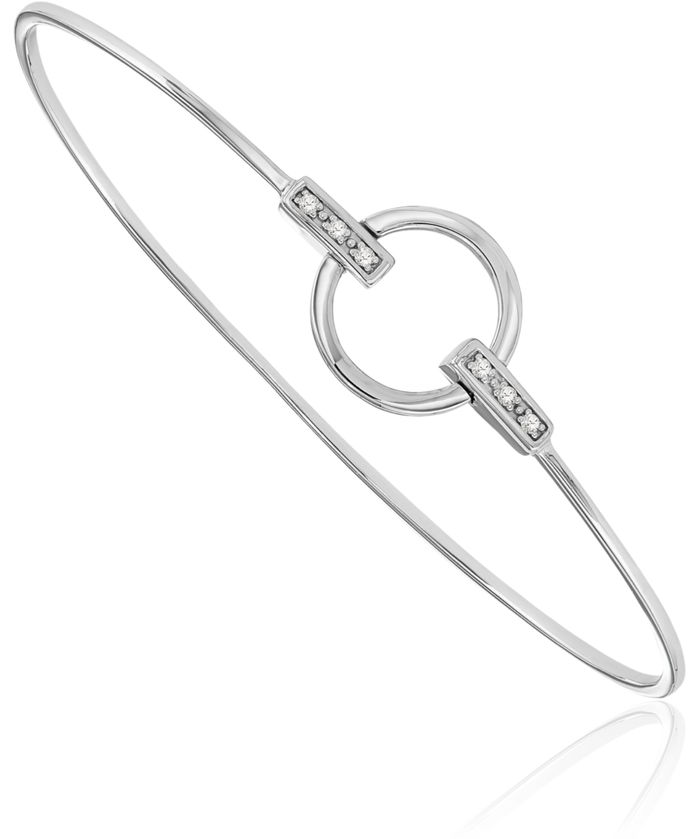 925 Sterling Silver Diamond Bangle Bracelet