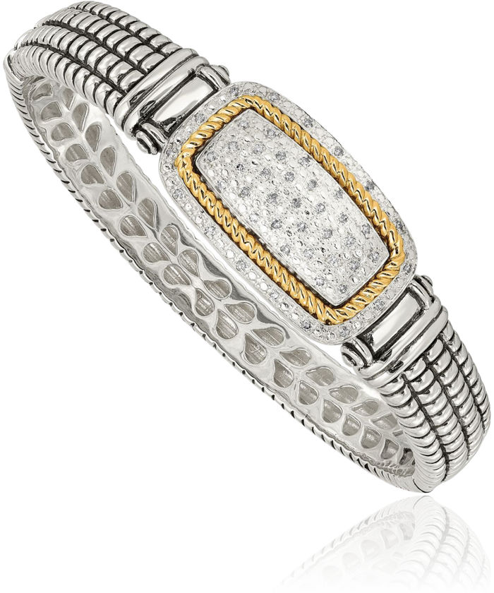 925 Sterling Silver Vintage Diamond Bangle Bracelet