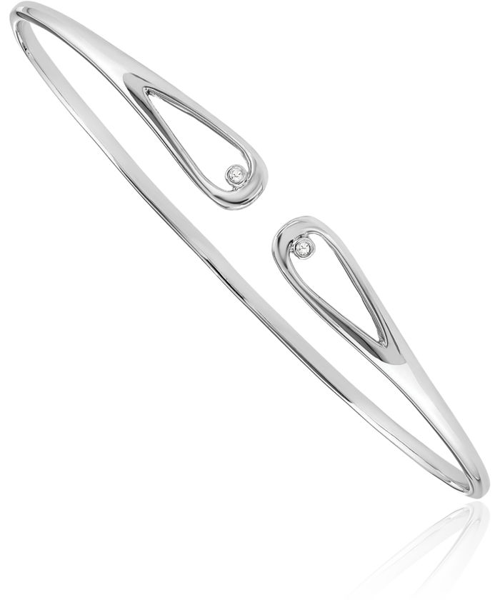 925 Sterling Silver Diamond Bangle Bracelet