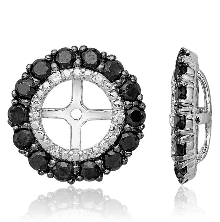 925 Sterling Silver Diamond Black Sapphire Earring Jackets for Studs
