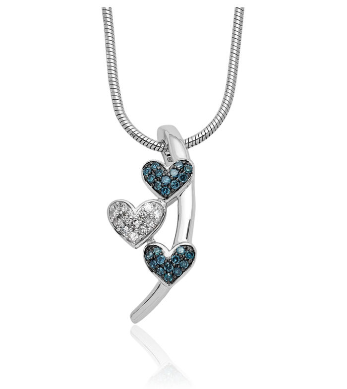 925 Sterling Silver Diamond Blue Slide Necklace Chain