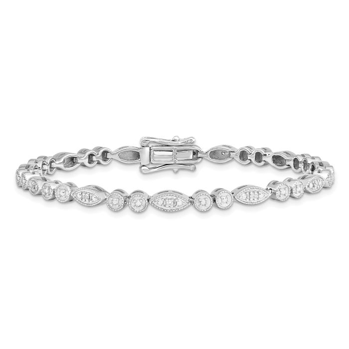 925 Sterling Silver Diamond Tennis Bracelet