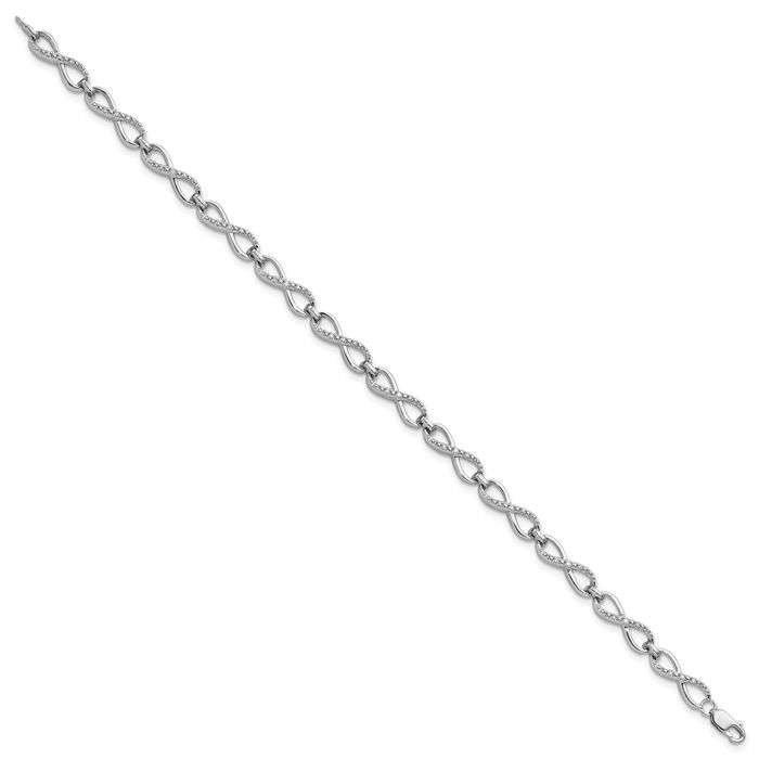 925 Sterling Silver Diamond Chain Tennis Charm Bracelet