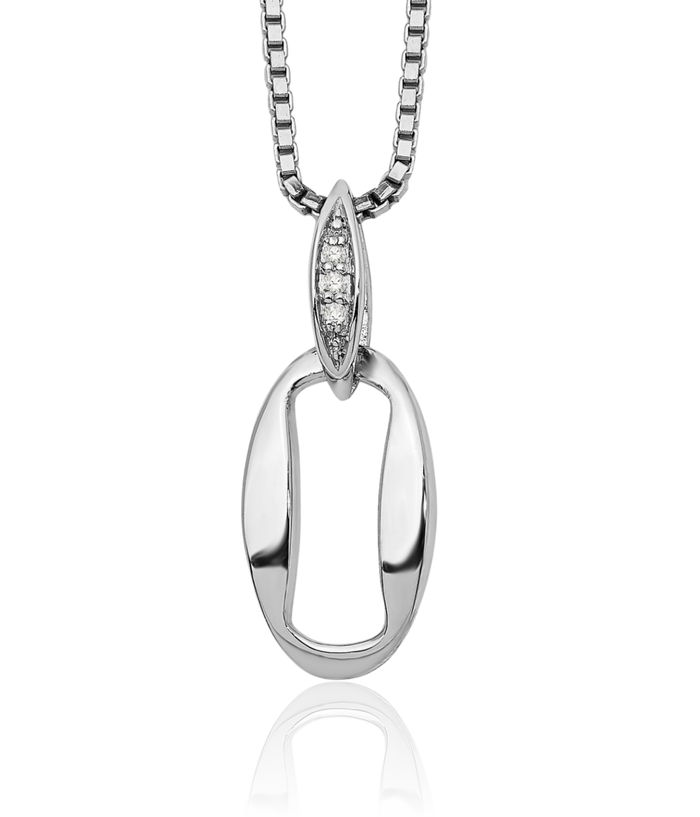 925 Sterling Silver Diamond Chain Geometric Necklace