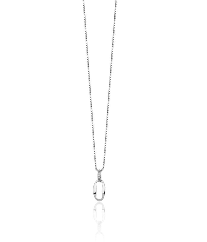 925 Sterling Silver Diamond Chain Geometric Necklace