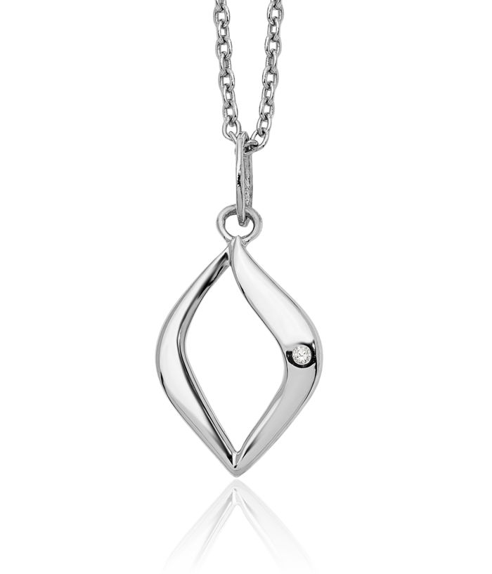 925 Sterling Silver Diamond Chain Geometric Necklace