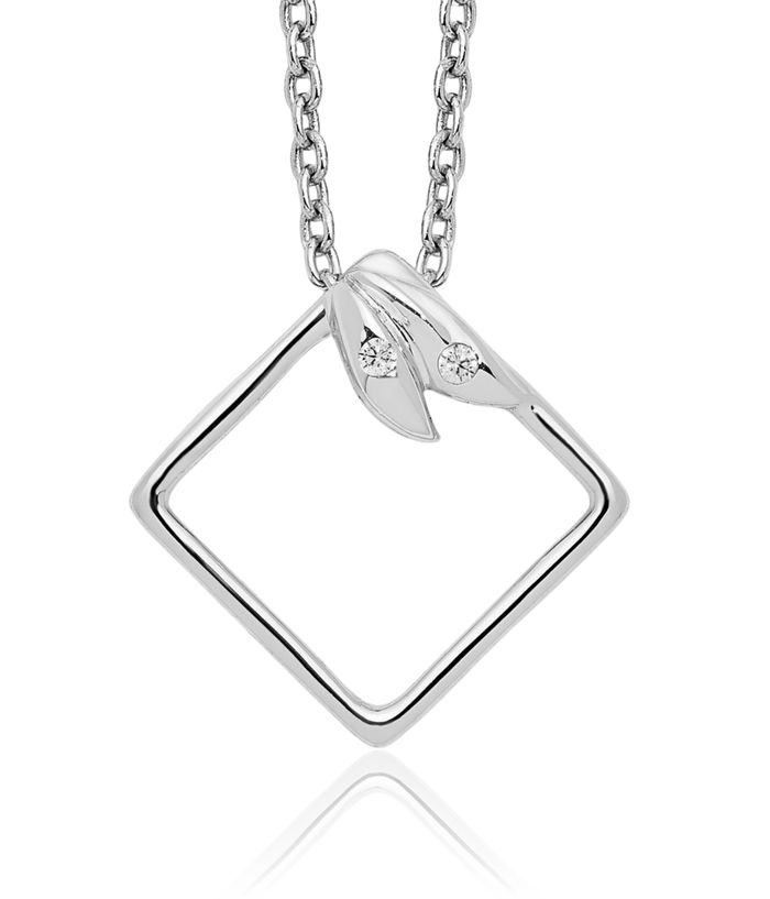 925 Sterling Silver Diamond Chain Geometric Necklace