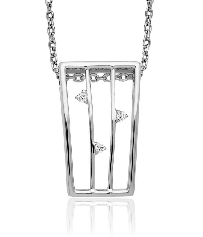 925 Sterling Silver Diamond Chain Geometric Necklace