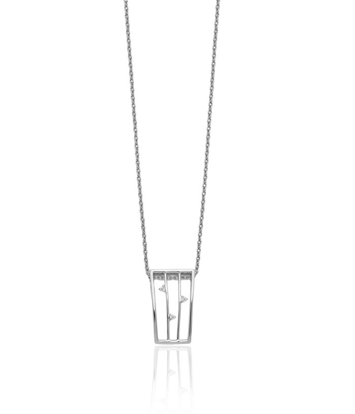 925 Sterling Silver Diamond Chain Geometric Necklace