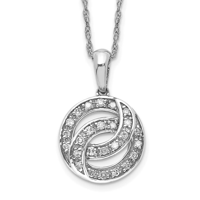 925 Sterling Silver Diamond Circle Round Geometric Chain Necklace