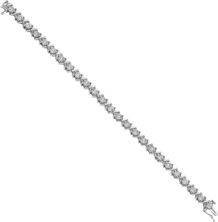 925 Sterling Silver Diamond Crisscross Tennis Bracelet