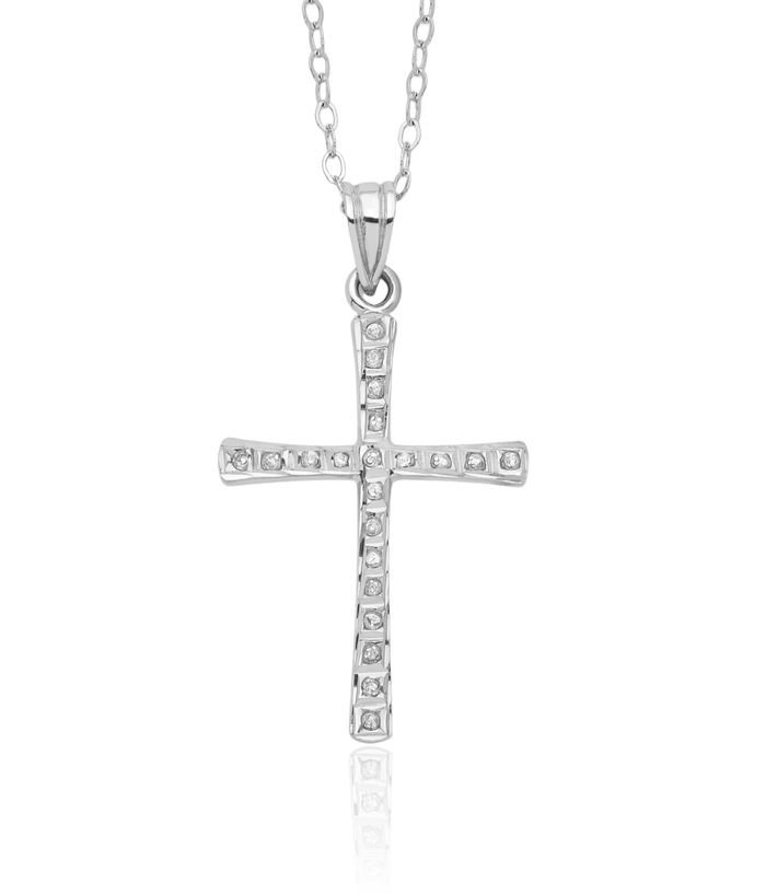 925 Sterling Silver Diamond Holy Cross Necklace Chain