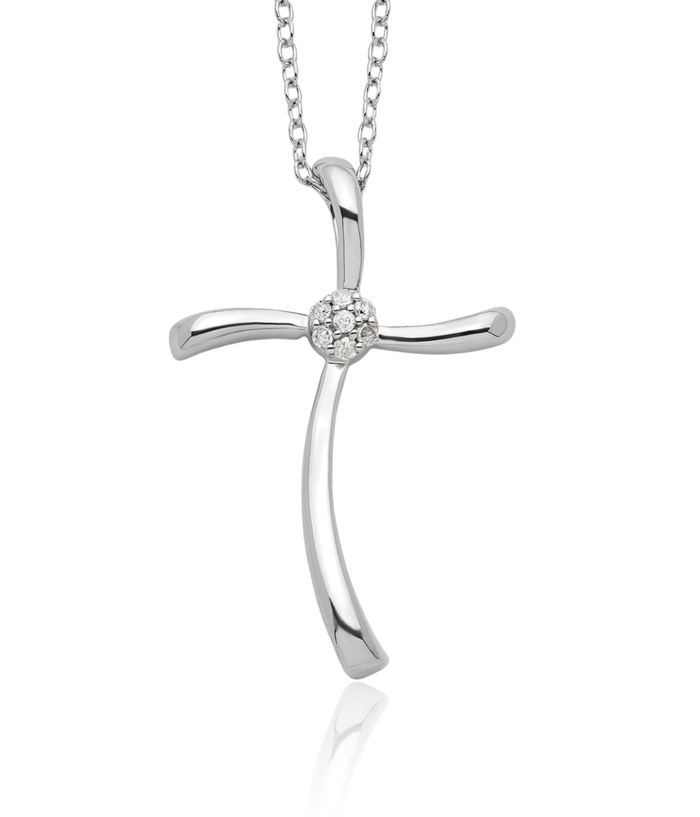 925 Sterling Silver Diamond Holy Cross Chain Necklace