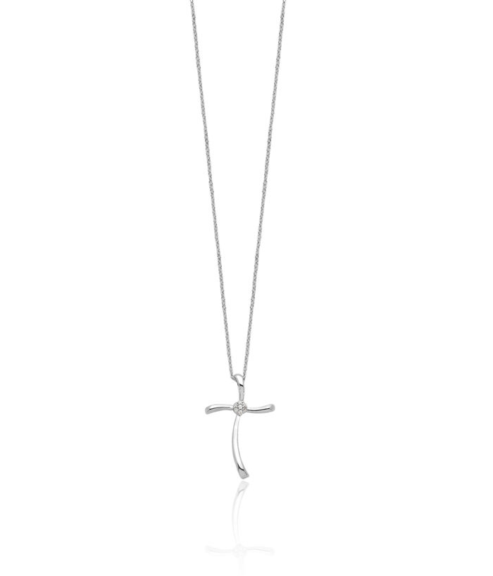 925 Sterling Silver Diamond Holy Cross Chain Necklace