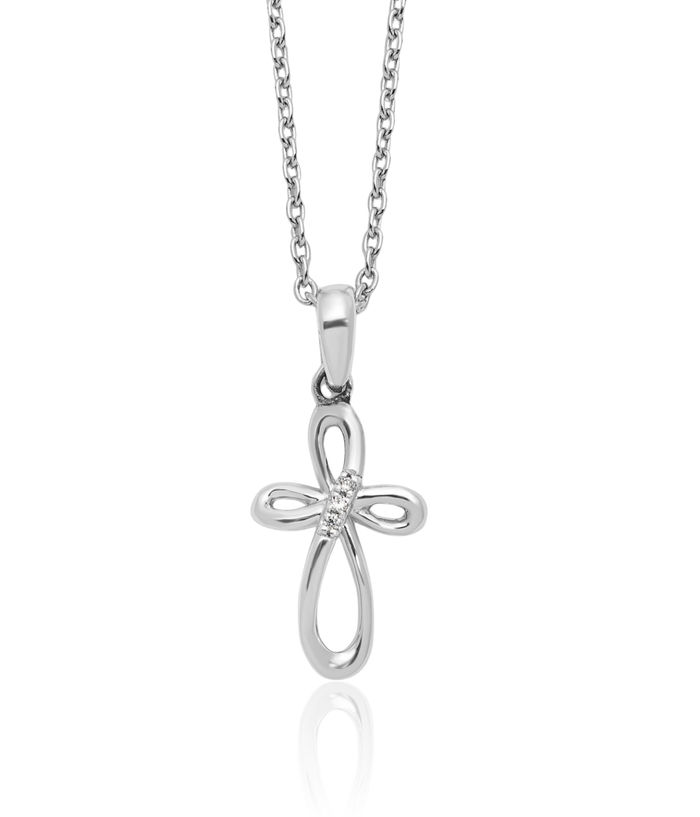 925 Sterling Silver Diamond Holy Cross Chain Necklace