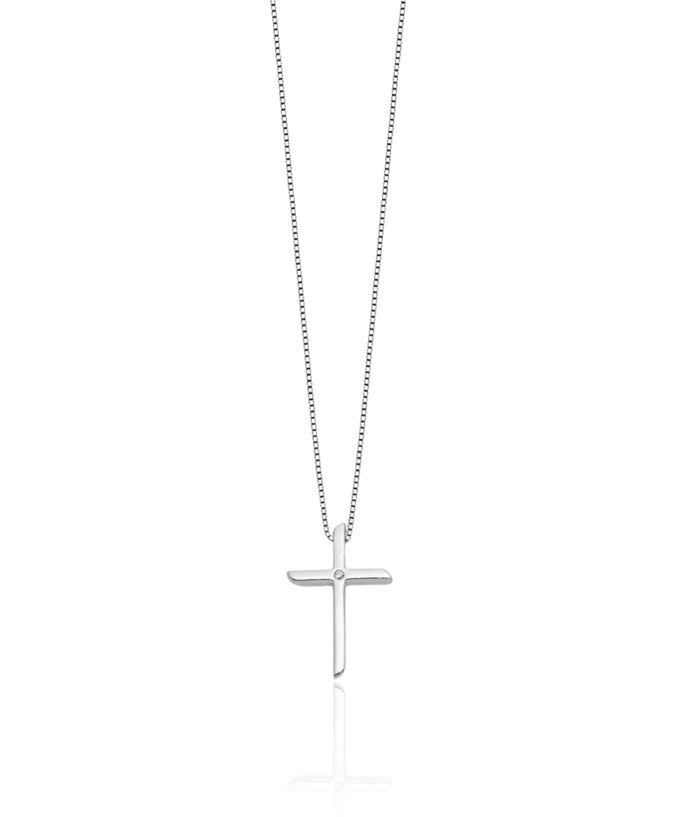 925 Sterling Silver Diamond Latin Mexican Holy Cross Chain Necklace