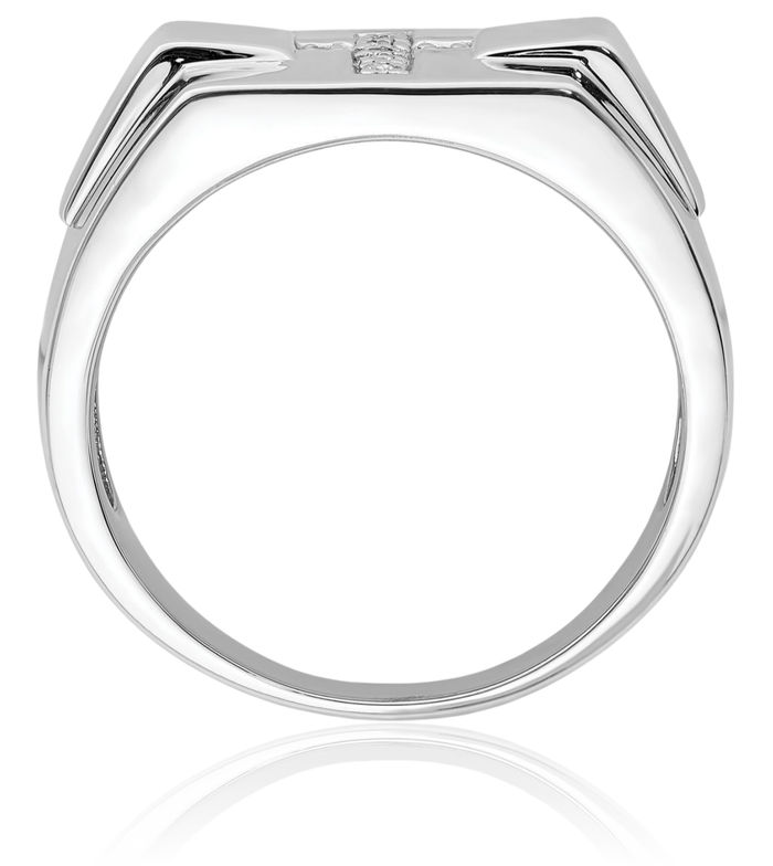 925 Sterling Silver Diamond Cross Custom Engraved Signet Ring Handmade Personalized Monogram Initial Letter Band